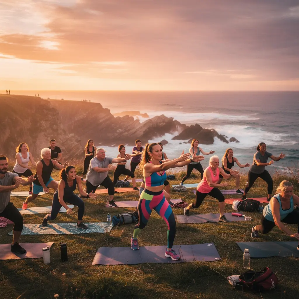 Plato colorido de frutas y verduras frescas rodeado de especias naturales.